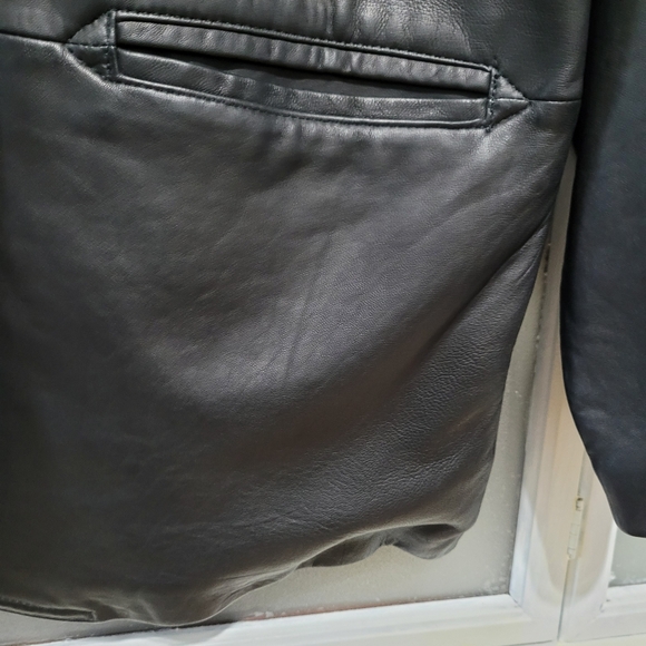 Vintage Leather Black Women's 1980's Jacket Blazer Retro shoulder pads - Picture 8 of 16